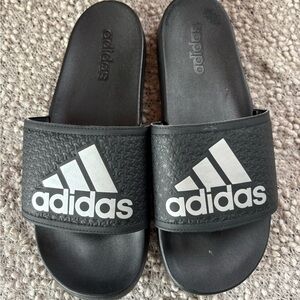 Adidas Black Slides with White Logo
